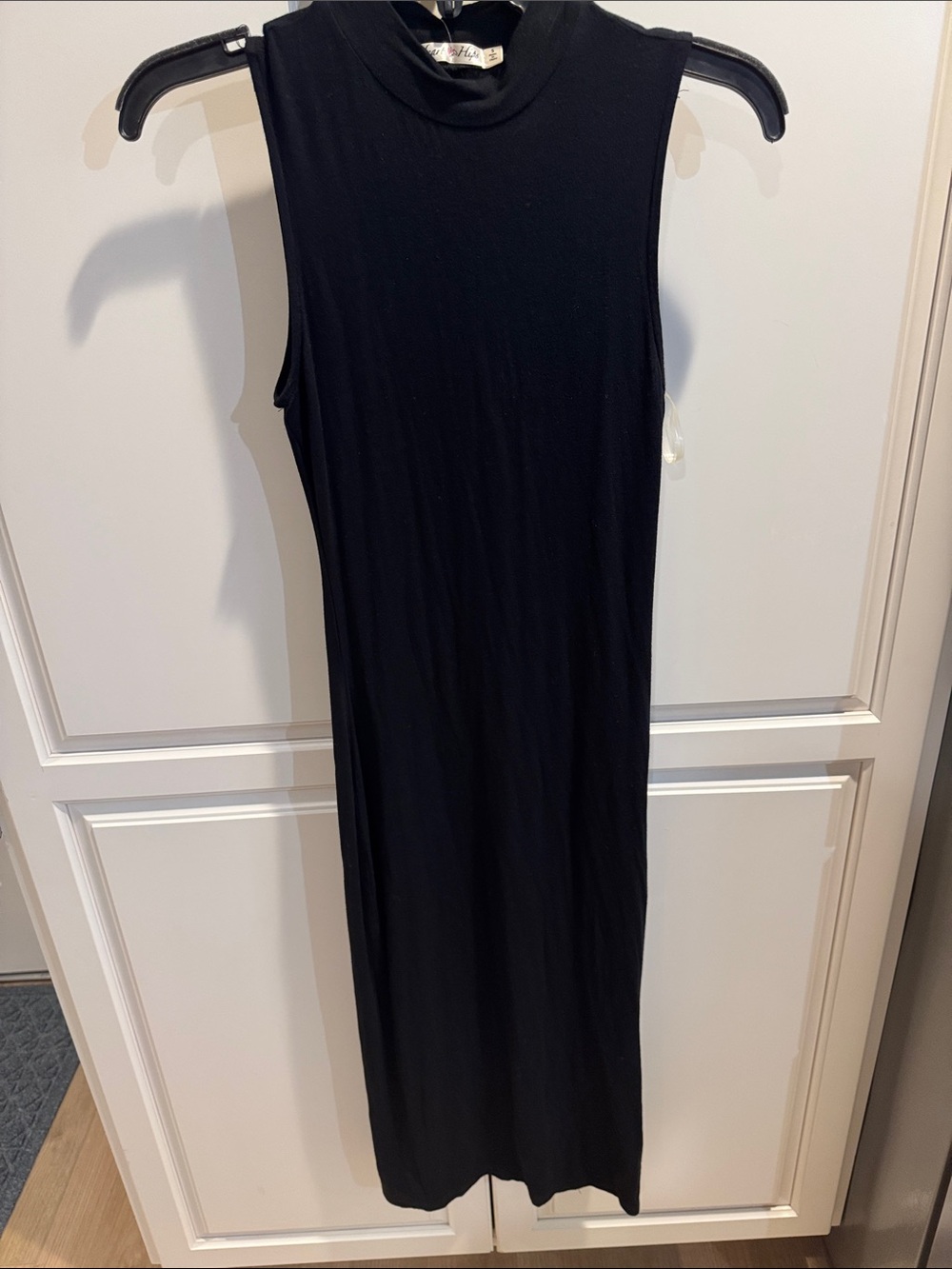 Love Culture Black Sleeveless Midi Dress with High Neck
